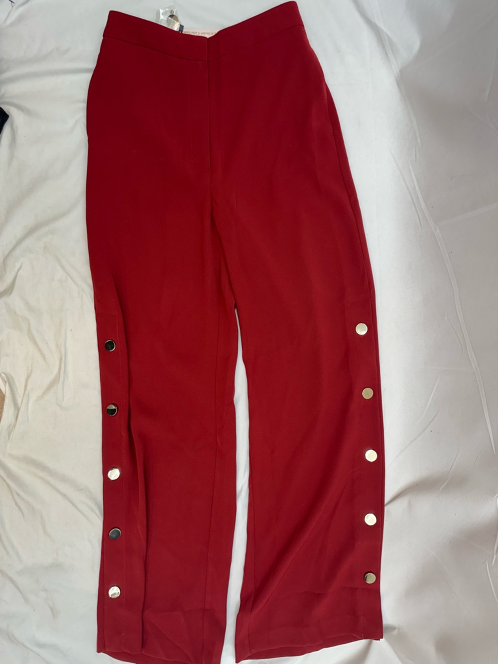 MNG Red Wide-Leg Snap-Detail Pants S NWTS